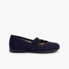 Mary Janes With Wide Elastic Strap Navy Blue