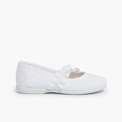Mary Janes With Wide Elastic Strap White
