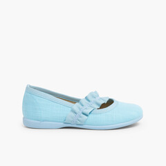 Mary Janes With Wide Elastic Strap Sky Blue