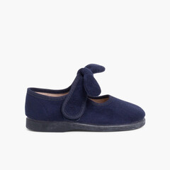 Girls loop fasteners Bow Mary Janes Navy Blue