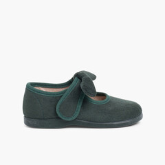 Girls loop fasteners Bow Mary Janes Green