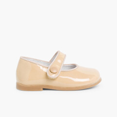 Girl's Riptape Patent Mary Janes Camel