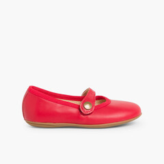 Girls Colourful Leather Mary Janes Red