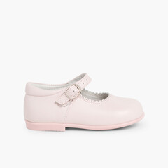 Girls Buckle Up Leather Mary Janes Pink