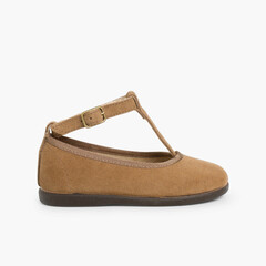 Girls T-Bar Mary Jane Shoes Taupe