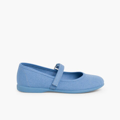 Girls Riptape Canvas Mary Janes Airforce blue
