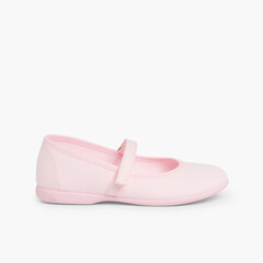 Girls Riptape Canvas Mary Janes Pink