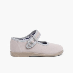 Girls Canvas Mary Jane Shoes Grey