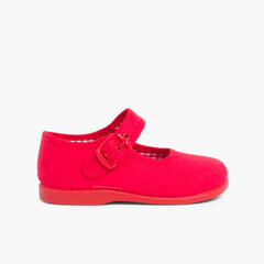 Girls Canvas Mary Jane Shoes Red