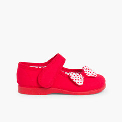 Polka Dots loop fasteners and Bow Mary Janes  Red