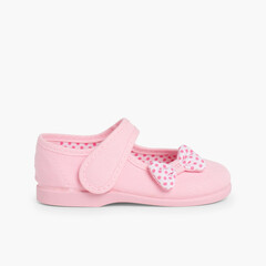 Polka Dots loop fasteners and Bow Mary Janes  Pink