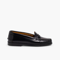Girls’ Leather School Loafers Black