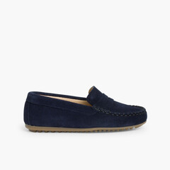 Boys Suede Mask Loafers Navy Blue