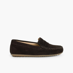 Boys Suede Mask Loafers Brown