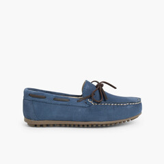 Suede loafers with bow Blue