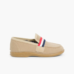 Boys Flag Style Canvas Loafers Taupe