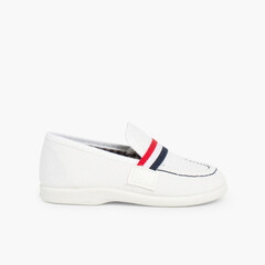 Boys Flag Style Canvas Loafers White