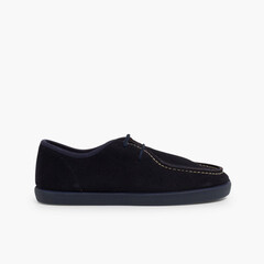 Suede deck shoes for children and adults Navy Blue