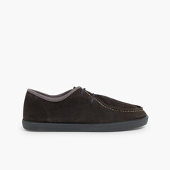 Suede deck shoes for children and adults Grey