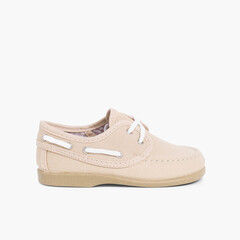 Boys Lace-Up Canvas Boat Shoes Sand