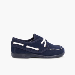 Boys Lace-Up Canvas Boat Shoes Navy Blue