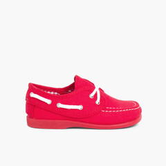Boys Lace-Up Canvas Boat Shoes Red