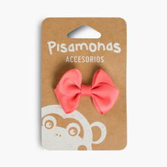 Girl's Small Bow Hair Clips Coral