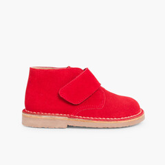 Kids Riptape Suede Desert Boots Red