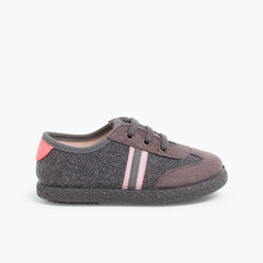 Faux suede herringbone trainers two laces Coral