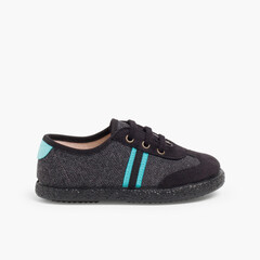 Faux suede herringbone trainers two laces Emerald Green