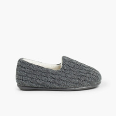 Kids Cable Knit Slippers Grey