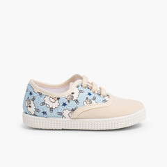 Lace-up canvas trainers animal prints   Sky Blue