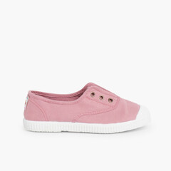 Rubber Toe Cap Canvas Trainers Without Laces Rose