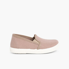 Canvas Plimsoll with Elastic  Light Brown