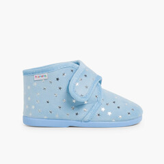 Bootie Slippers with Little Stars  Sky Blue