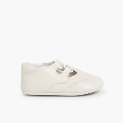 Leather Lace-Up Baby Oxfords  Beige