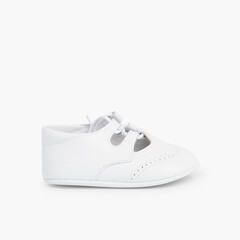 Leather Lace-Up Baby Oxfords  White