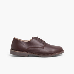 Blucher-style children’s leather shoes Brown