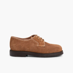 Suede Blucher shoes Taupe