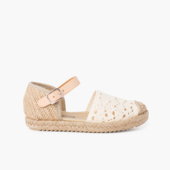 Girls macramé espadrille sandal with buckle Off-White