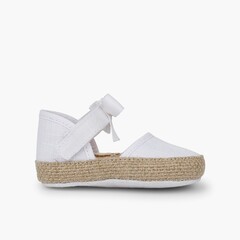 Baby Espadrilles with Bow and Butterfly Embellishment White