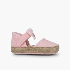 Baby Espadrilles with Bow and Butterfly Embellishment Pink