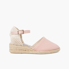 wedge espadrilles with buckle for girls and women Blush pink