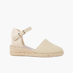 wedge espadrilles with buckle for girls and women Beige