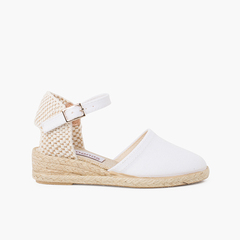 wedge espadrilles with buckle for girls and women White