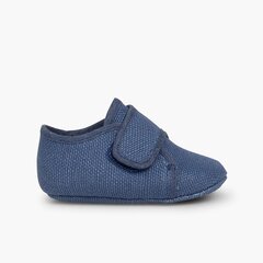 Baby Bluchers with loop fasteners Blue