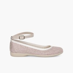 Sparkly Ballet Flats with Ankle Bracelet Pink