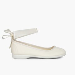 Crystal ballet flats with bracelet and satin ribbons Off-White