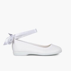 Crystal ballet flats with bracelet and satin ribbons White