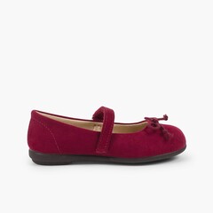 Ballet Flats with loop fasteners and Mary Jane-Style Bow  Burgundy